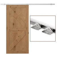 HOMCOM Kit Ușă Glisantă din Metal cu Accesorii, Role, Ghidaj, Blocaje și Cheie Hexagonală, 186x2.5x3.77 cm(m-5)