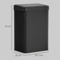 HOMCOM 40L Sensor Bin with Soft-Close Lid, Stainless Steel Automatic Touchless Motion Sensor Kitchen Bin, Black(m-3)