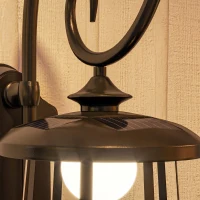 Outsunny Lampă de Grădină cu Panou Solar, Impermeabilă IP44 și Aprindere Automată, Neagră(m-9)