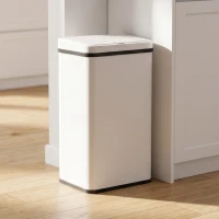 HOMCOM 40L Sensor Bin with Soft-Close Lid, Stainless Steel Automatic Touchless Motion Sensor Kitchen Bin, White(m-8)