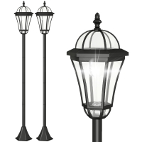 Outsunny Set 2 Lampioni Solari con 2 LED e Accensione Automatica