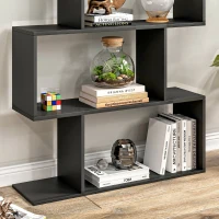 HOMCOM Bibliotecă din Lemn, Design Modern cu 6 Rafturi, 80x23x192 cm, Negru(m-8)