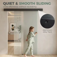 HOMCOM Porta Scorrevole in Vetro Sabbiato con Binario Silenzioso e Guida, 77.5x205 cm, Trasparente(m-5)