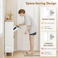 HOMCOM Mobile Scarpe, 4 Cassetti Ribaltabili, Salvaspazio con Ripiani Regolabili, Bianco(m-4)