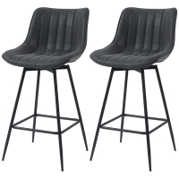 HOMCOM Lot de 2 tabourets de bar, 68 cm, pivotants, avec dossier pour îlot de cuisine, salle à manger, Noir