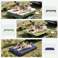 Outsunny Set da Campeggio Tenda Letto 2 Persone Materasso Gonfiabile con Borsa per il Trasporto Polietilene Verde(m-5)
