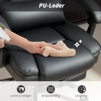 HOMCOM Bürostuhl Ergonomisch mit Massagefunktion Schreibtischstuhl mit Fußstütze, Kunstleder Schwarz(m-6)