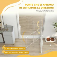 PawHut Cancelletto di Sicurezza per Cani, 74.5-111.5x74.5 cm, Scale, Chiusura Automatica, Apertura con Una Mano, Bianco(m-6)