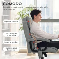 HOMCOM Silla de Oficina con Masaje de Amasamiento de 4 Puntos Respaldo Alto Altura Ajustable Asiento Amplio Cojín Lumbar Gris(m-5)