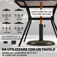 Outsunny Base per Ombrellone 9kg in Resina con Finiture in Bronzo Φ45.5 x 31.5cm Nero(m-4)
