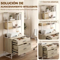 HOMCOM Mueble Archivador con Estantería 2 Cajones Encimera para Impresora Cerradura para A4 Letter Legal Roble(m-4)