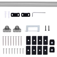 HOMCOM Kit Ușă Glisantă din Metal cu Accesorii, Role, Ghidaj, Blocaje și Cheie Hexagonală, 186x2.5x3.77 cm(m-6)