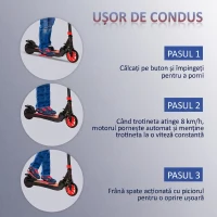 HOMCOM Trotinetă Electrică Pliabilă pentru Copii 6+ Ani, cu Înălțime Reglabilă, 71x36.5x75-80 cm, Negru și Roșu(m-5)
