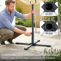 Outsunny Bază Pliabilă în Formă de Cruce pentru Umbrele de 38 mm și 48 mm, Suport Metalic Rezistent pentru Brazi de Crăciun, Umbrele de Grădină, Patio, Plajă, Gri Închis(m-5)