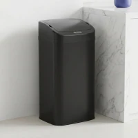 HOMCOM 48L Galvanised Steel Sensor Bin - Black(m-9)