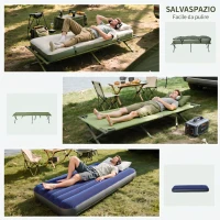 Outsunny Brandina da Campeggio con Tenda Integrata, 193 x 78 x 160 cm, Verde(m-5)