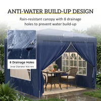 Outsunny 3x3(m) Pop-Up Gazebo, with Curtain Walls and Windows, Blue(m-6)