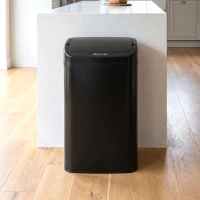 HOMCOM 48L Galvanised Steel Sensor Bin - Black(m-2)