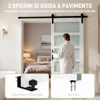 HOMCOM Porta Scorrevole 91.4x213.4cm con Kit, Pannelli in Vetro, Effetto Legno Bianco(m-5)