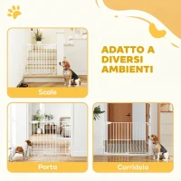PawHut Cancelletto di Sicurezza per Cani, 74.5-111.5x74.5 cm, Scale, Chiusura Automatica, Apertura con Una Mano, Bianco(m-9)