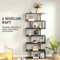HOMCOM Bibliotecă din Lemn, Design Modern cu 6 Rafturi, 80x23x192 cm, Negru(m-4)