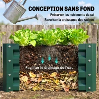 Outsunny Lot de 2 jardinières surélevées, carre potager de jardin pour légumes, fleurs, acier galvanisé 60 x 60 x 30,5 cm, vert(m-6)