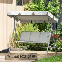 Outsunny Leagăn de Grădină cu 3 Locuri și Acoperiș Parasolar Detasabil, 171x108x154 cm, Gri Deschis(m-8)