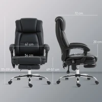 HOMCOM Bürostuhl Ergonomisch mit Massagefunktion Schreibtischstuhl mit Fußstütze, Kunstleder Schwarz(m-3)