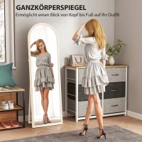 HOMCOM Ganzkörperspiegel, 50 x 160 cm, freistehend, Wandmontage, Bogenrahmen, Weiß(m-4)