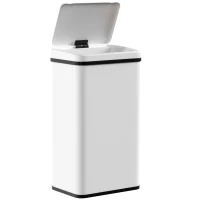 HOMCOM 50L Sensor Bin with Soft-Close Lid, Stainless Steel Automatic Touchless Motion Sensor Kitchen Bin, White(m-11)
