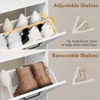 HOMCOM Mobile Scarpe, 4 Cassetti Ribaltabili, Salvaspazio con Ripiani Regolabili, Bianco(m-6)