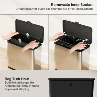 HOMCOM 8L Hanging Kitchen Bin, Rubbish bin with Lid and Removable Inner Bucket for Under Cabinet Door, Under Sink, Office(m-5)