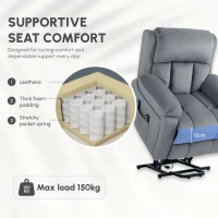 HOMCOM Eight-Point Massage Lift Chair, with Remote - Grey(m-6)