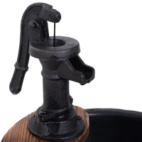 Outsunny Gartenbrunnen Zierbrunnen Springbrunnen Fassbrunnen Wasserfall Holzfass mit Pflanzgefäß Tannenholz Dunkelbraun Ø27 x 59 cm(m-8)