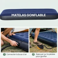 4 en 1 tente surélevée avec lit de camping pliable +sac de couchage +matelas pneumatique+pompe(m-7)
