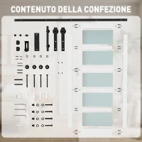 HOMCOM Porta Scorrevole Interno in Stile Rustico con Binario Silenzioso, Kit Ferramenta e Maniglia, Bianco(m-7)