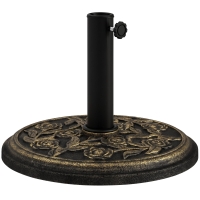 Outsunny Pied de Parasol Rond 9kg Résine Motif Roses Bronze
