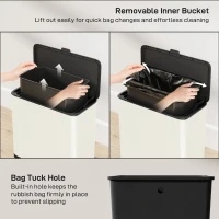 HOMCOM 8L Hanging Kitchen Bin, Rubbish bin with Lid and Removable Inner Bucket for Kitchen Cabinet Door, Under Sink, Office(m-5)