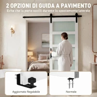 HOMCOM Porta Scorrevole Interno in Stile Rustico con Binario Silenzioso, Kit Ferramenta e Maniglia, Bianco(m-5)