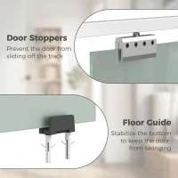 HOMCOM Porta Scorrevole in Vetro Sabbiato con Binario Silenzioso e Guida, 77.5x205 cm, Trasparente(m-7)