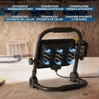 HOMCOM Proiector LED de Lucru 6500k cu Cap Rotativ și Suport, din Aluminiu și Metal, 25,5x16x25,5 cm, Negru(m-7)