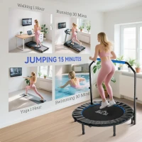 HOMCOM 48" Foldable Mini Fitness Trampoline, with Adjustable Foam Handle, Blue(m-7)