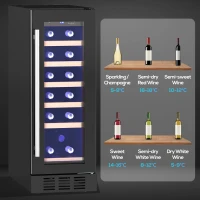 HOMCOM 19 Bottle 5-18℃ Wooden Rack Wine Fridge - Black(m-9)
