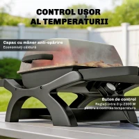Outsunny barbecue electric 2300W, portabil de masă cu rafturi laterale, culoare negru.(m-4)
