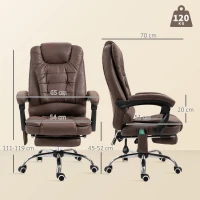 Vinsetto Poltrona da Ufficio con Telecomando e 6 Punti di Massaggio, in Tessuto Effetto Lino, 67x79x111-121 cm, Marrone(m-3)