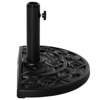 Outsunny Halfronde Parasolvoet, 9 kg, Bloemendesign, HDPE/Cement, voor Parasolstokken Ø35/38/48 mm(m-8)