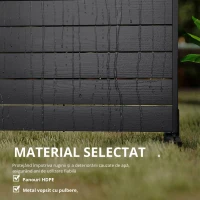 Outsunny Paravan din 6 panouri din HDPE 120x174 cm, separator de încăperi cu suport, aspect de lemn, negru(m-5)