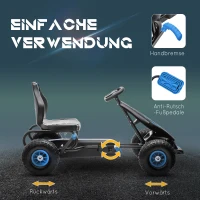 HOMCOM skelter, kindervoertuig met pedaal, pedaalauto, outdoor, blauw+zwart(m-5)