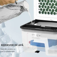 HOMCOM Răcitor 4 în 1 de 10L cu Umidificator, Timer 8h și Telecomandă, 38.2x31.6x76 cm, din ABS, Alb și Negru(m-9)