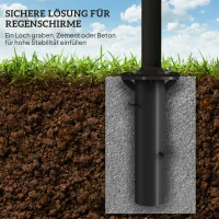 Outsunny Schirmständer, Sonnenschirmbasis, Bodenhalter für Sonnenschirme, feste Installation, Metall, Dunkelgrau(m-6)